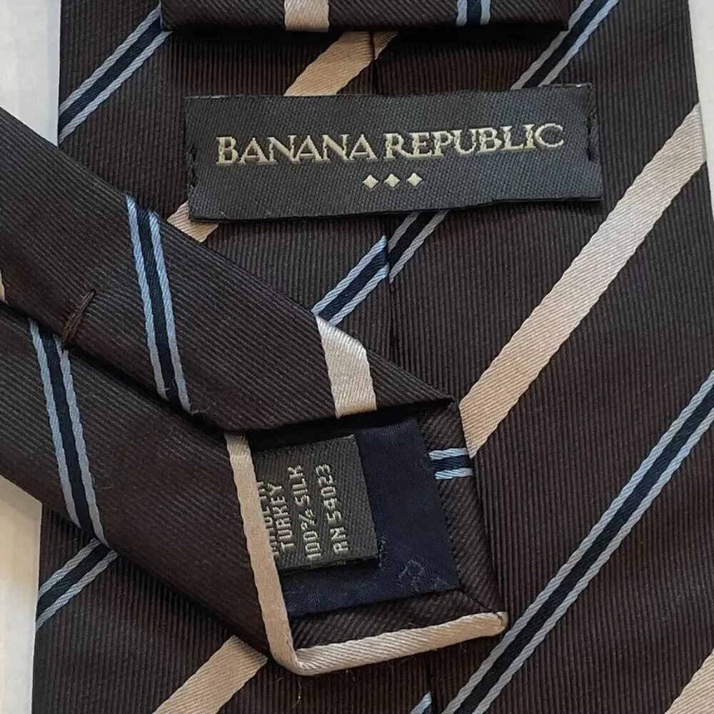Banana Republic Brown Striped Silk Tie, Classic, Preppy, 57.5